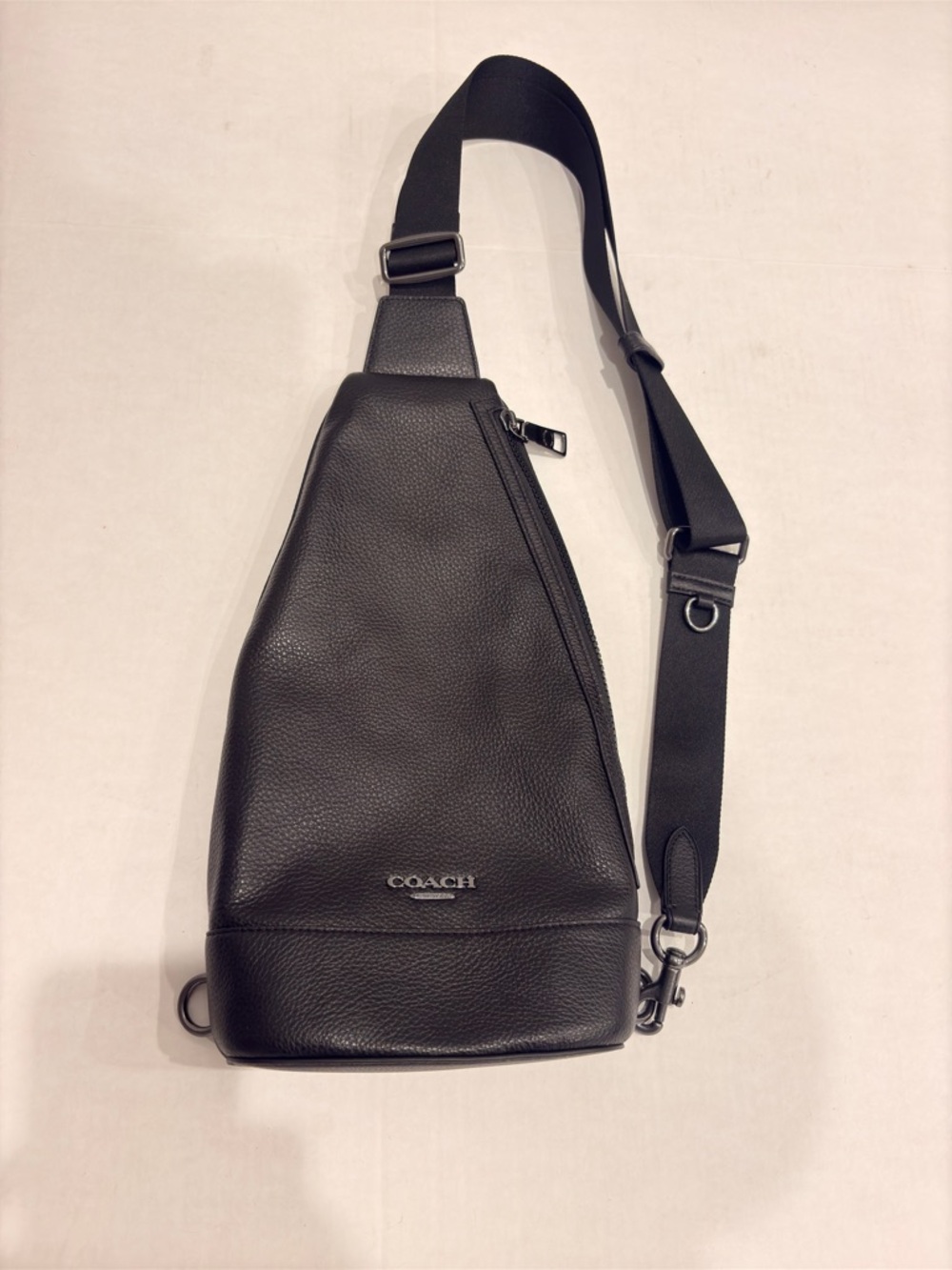 COACH Dominic Black Pebble Leather Sling Bag - Picture 6 of 13